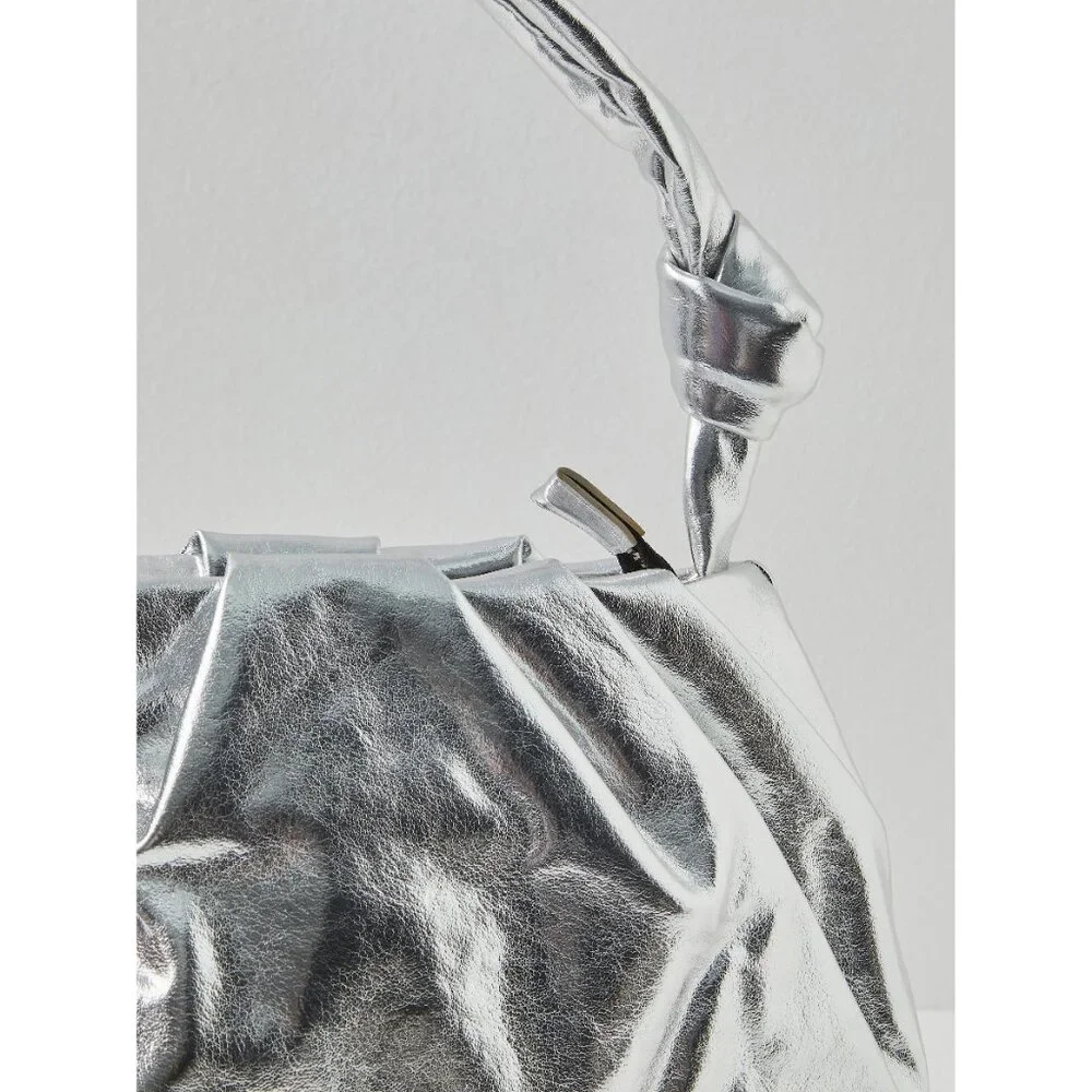 NWT: FREE PEOPLE Viva La Vegan Clutch / Silver - Picture 5 of 10